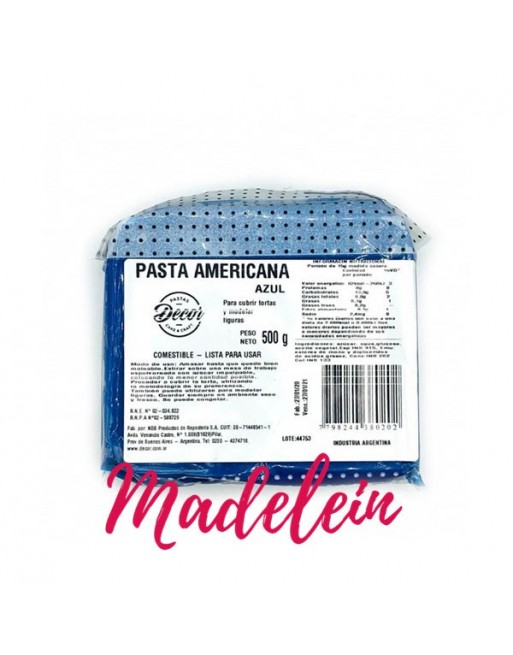 Pasta Americana Para Forrar Decor Cake Azul X500Gs