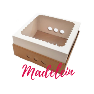 Caja Torta Desayuno Box Bandeja Kraft con tapa y visor 25X25X12cm - Madelein- insumos de pasteleria