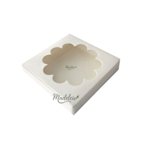 Caja para cookie con visor en flor 9,5x9,5x2cm - Madelein