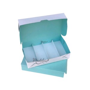 Caja degustacion verde pastel blanco reversible 24x15x5.5cm - Madelein