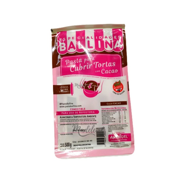 Pasta Ballina Con Cacao 500gr - Madelein®