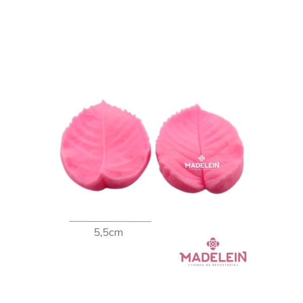 Molde de silicona rosa hoja doble 5,5cm x 6,5cm - Madelein® Tienda de reposteria y bazar