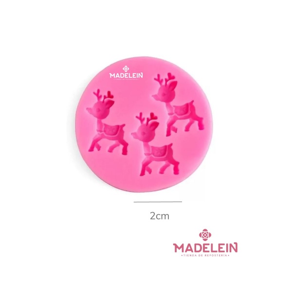 Molde de silicona rosa 3 renos - Madelein® Tienda de reposteria y bazar