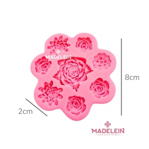 Molde silicona rosa 8 flores distintas - Madelein® Tienda de repostería y bazar