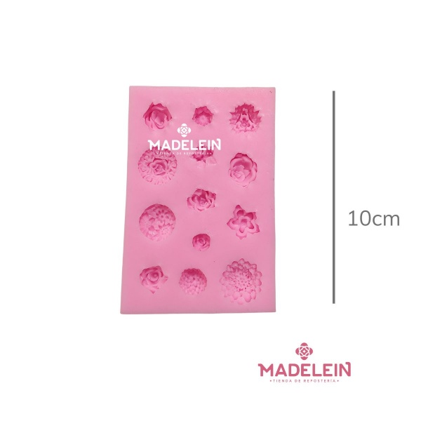 Molde silicona rosa 13 flores variedad - Madelein® Tienda de repostería y bazar
