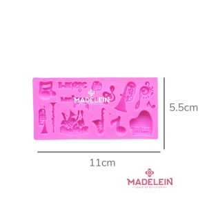 Molde silicona rosa instrumentos musicales . Madelein® - Tienda de reposteria y bazar