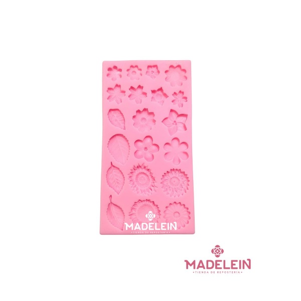 Molde silicona rosa 16 flores Y 4 hojas  . Madelein® - Tienda de reposteria y bazar