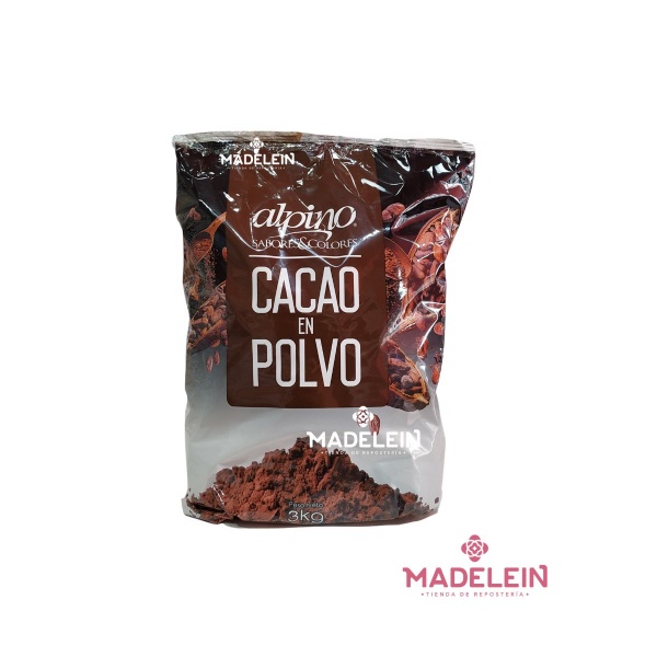 Cacao En Polvo Amargo Alpino Lodiser  x 3kg - Madelein® - Tienda de respoteria, pasteleria y bazar