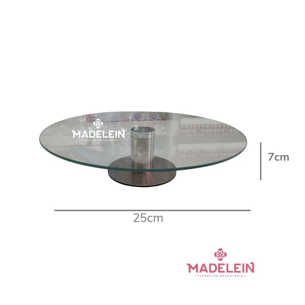Bandeja giratoria vidrio 25cm - Madelein® - Tienda de reposteria, pasteleria y bazar