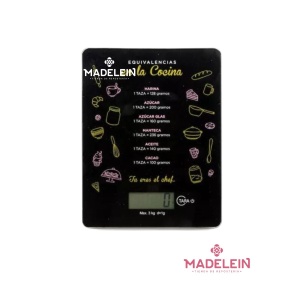 Balanza de cocina ditial vidrio Femmto color negro - Madelein® - Tienda de reposteria, pasteleria y bazar